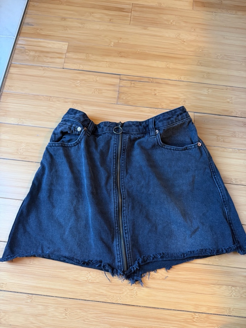 Free People We The Free Black Denim Zippered Skirt